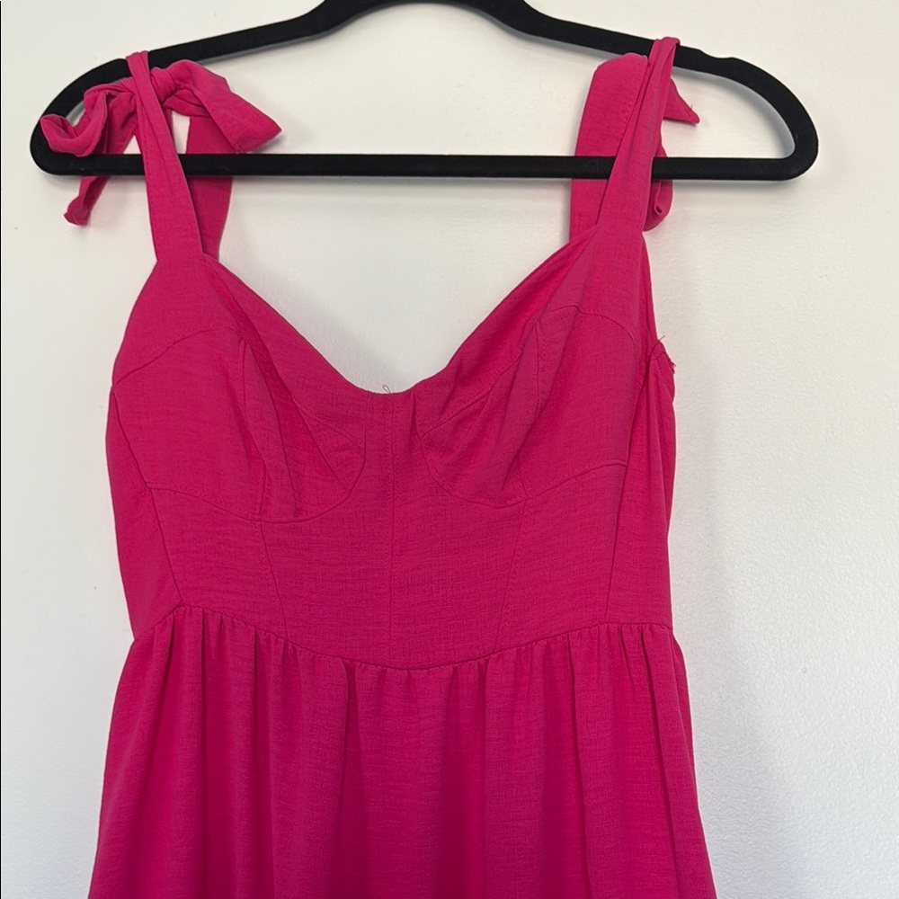 Pink Ruffled Midi Dress - Picture 4 of 6